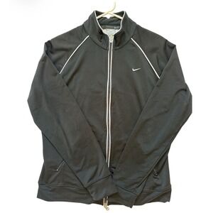Nike Team Dri Fit Jacket Women XL Black Full Zip Mock  Neck Modern Fit Mock Neck